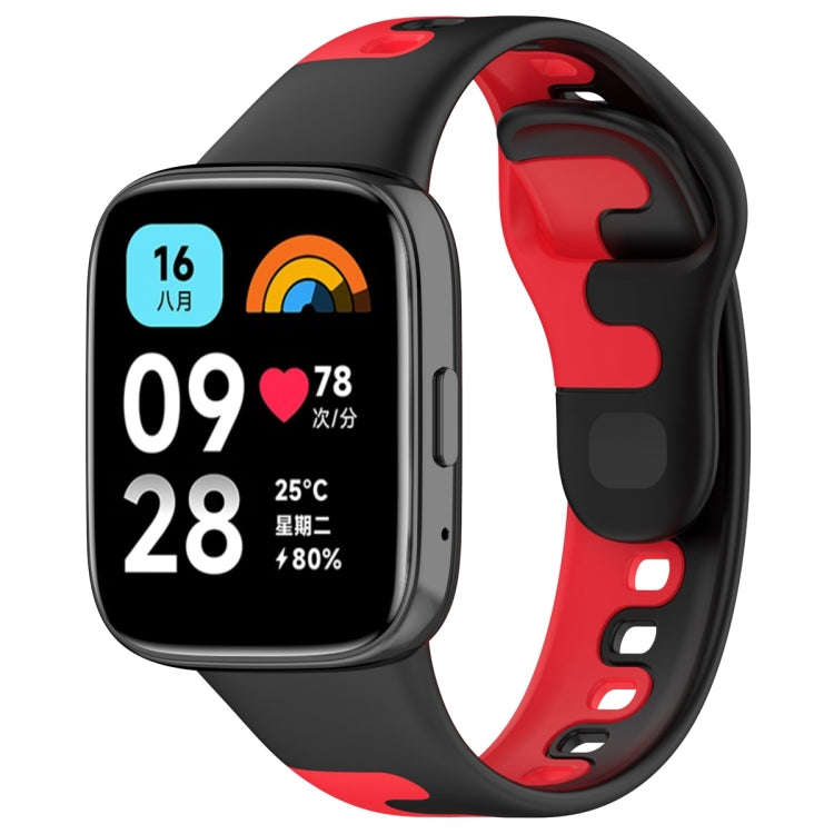 For Redmi Watch 3 Lite Stitching Two Color Silicone Watch Band(Black Red)