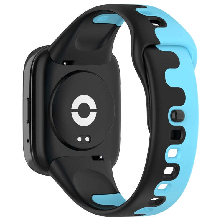 For Redmi Watch 3 Lite Stitching Two Color Silicone Watch Band(Black Blue)