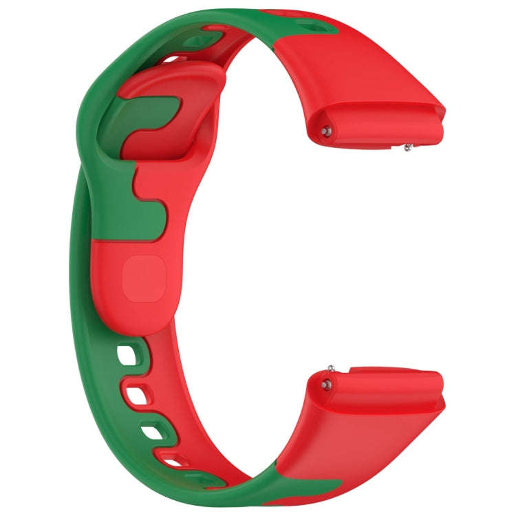For Redmi Watch 3 Lite Stitching Two Color Silicone Watch Band(Red Green)