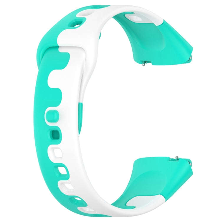 For Redmi Watch 3 Lite Stitching Two Color Silicone Watch Band(Cyan White)
