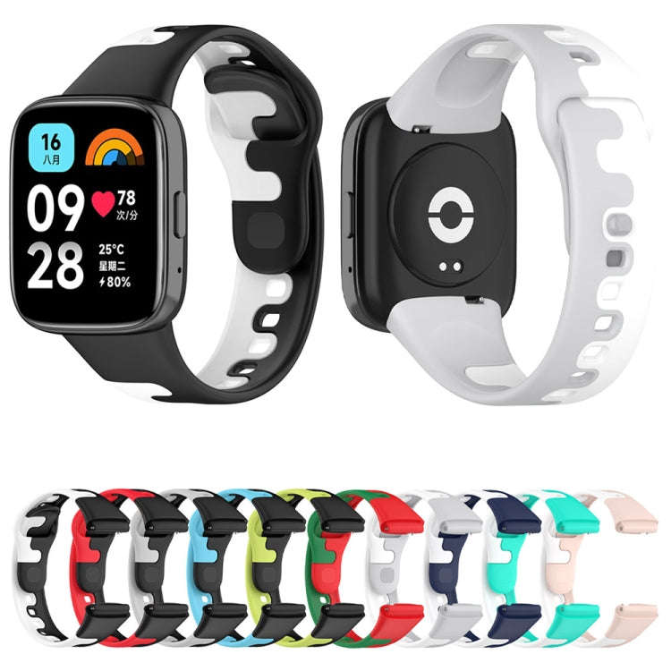 For Redmi Watch 3 Lite Stitching Two Color Silicone Watch Band(Pink White)