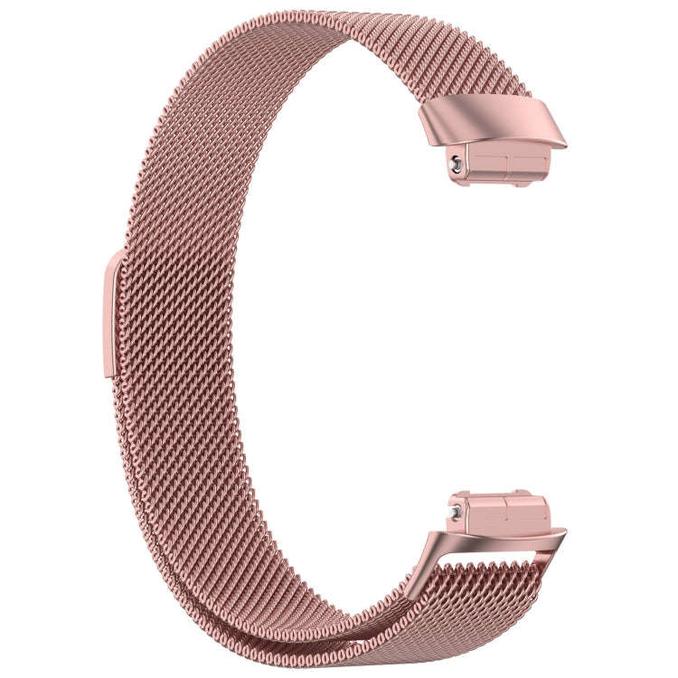 For Fitbit Inspire 3 Milanese Metal Watch Band(Rose Pink)