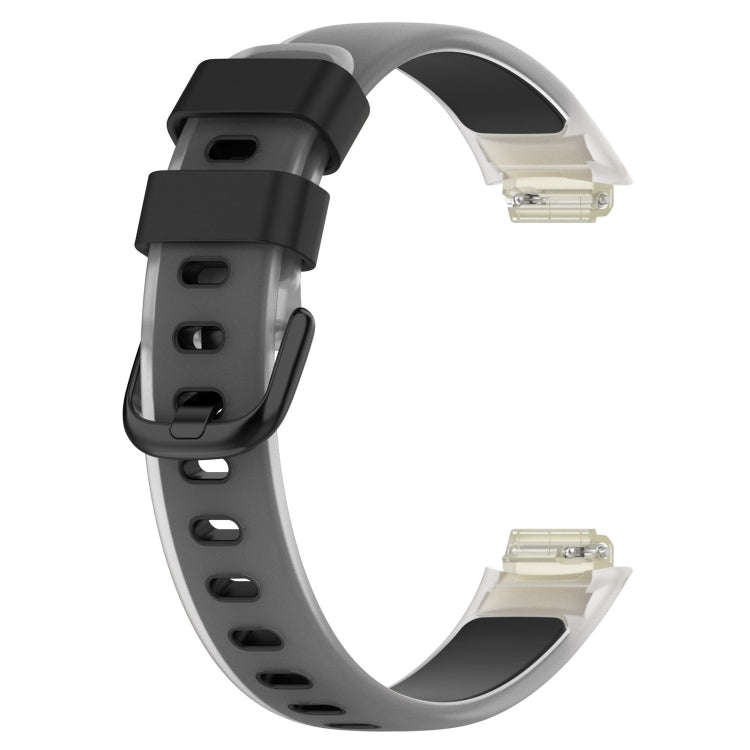 For Fitbit Inspire 3 Two Color Transparent Silicone Watch Band(Black)