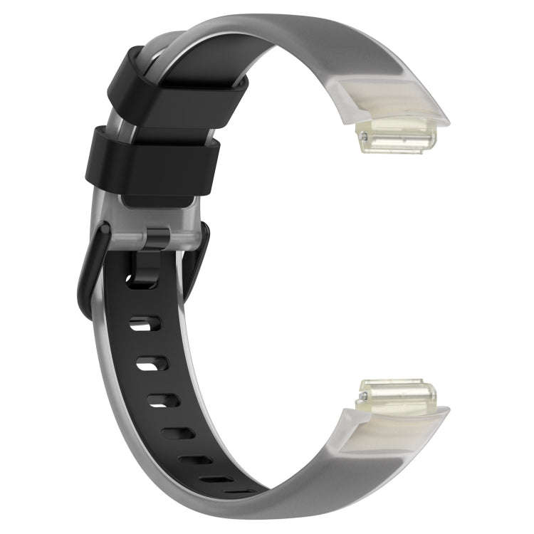 For Fitbit Inspire 3 Two Color Transparent Silicone Watch Band(Black)