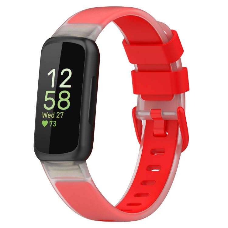 For Fitbit Inspire 3 Two Color Transparent Silicone Watch Band(Red)