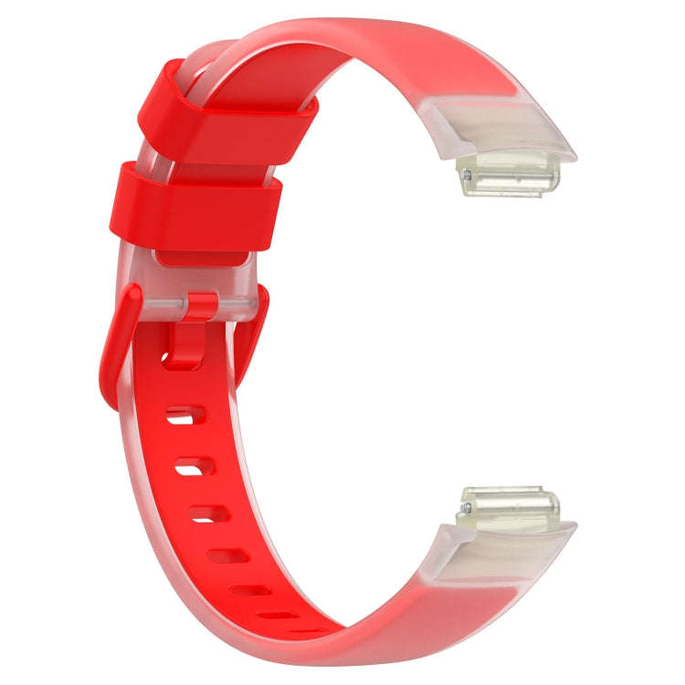 For Fitbit Inspire 3 Two Color Transparent Silicone Watch Band(Red)