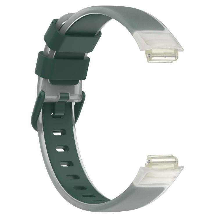 For Fitbit Inspire 3 Two Color Transparent Silicone Watch Band(Green)