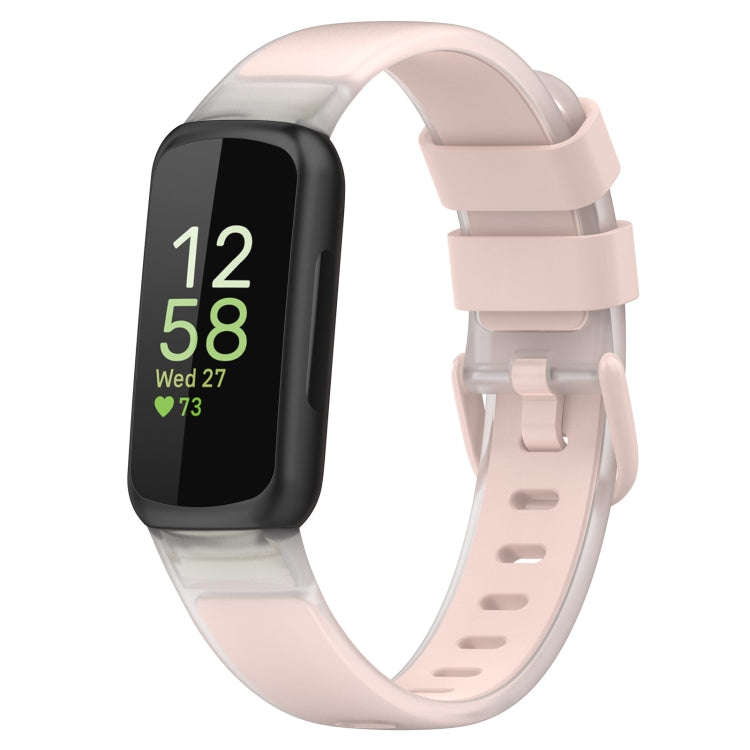 For Fitbit Inspire 3 Two Color Transparent Silicone Watch Band(Light Pink)
