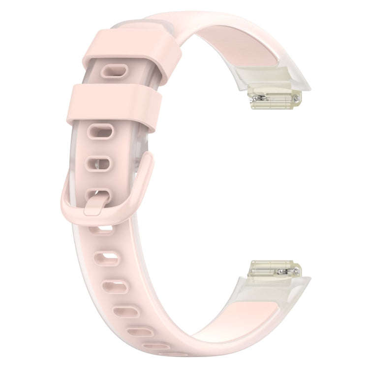 For Fitbit Inspire 3 Two Color Transparent Silicone Watch Band(Light Pink)