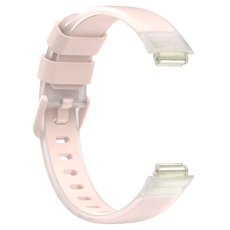 For Fitbit Inspire 3 Two Color Transparent Silicone Watch Band(Light Pink)