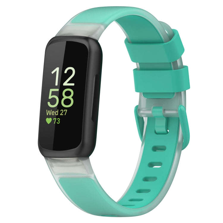 For Fitbit Inspire 3 Two Color Transparent Silicone Watch Band(Teal)