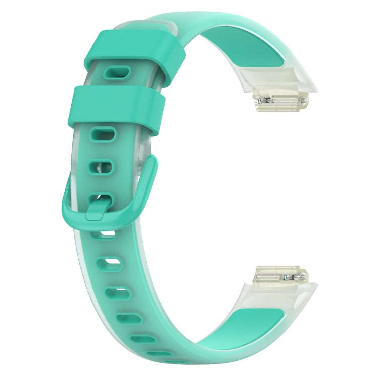For Fitbit Inspire 3 Two Color Transparent Silicone Watch Band(Teal)