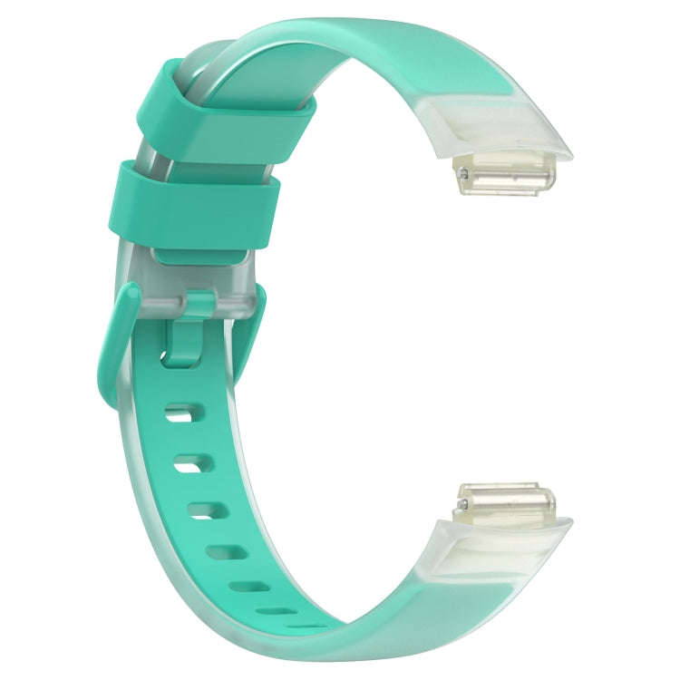 For Fitbit Inspire 3 Two Color Transparent Silicone Watch Band(Teal)
