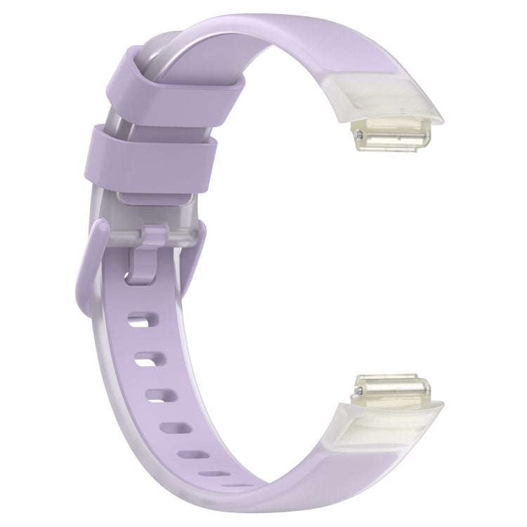 For Fitbit Inspire 3 Two Color Transparent Silicone Watch Band(Purple)