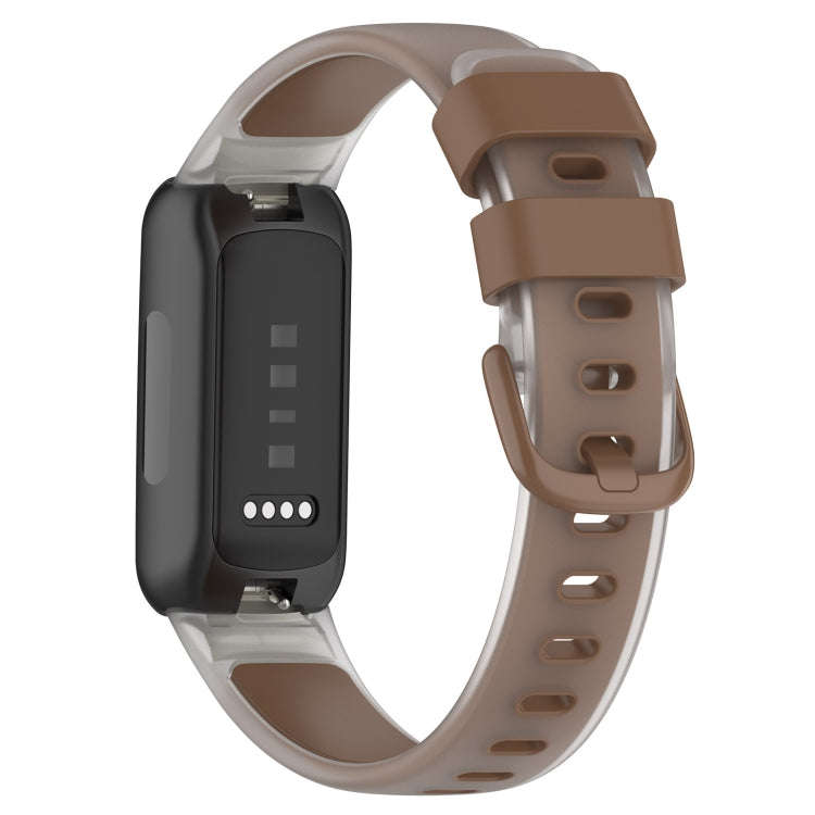 For Fitbit Inspire 3 Two Color Transparent Silicone Watch Band(Brown)