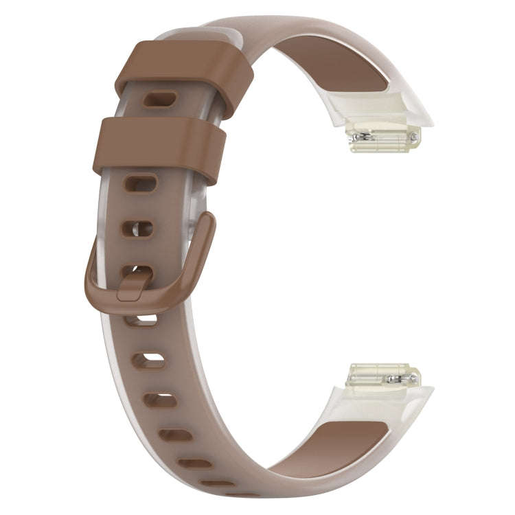 For Fitbit Inspire 3 Two Color Transparent Silicone Watch Band(Brown)