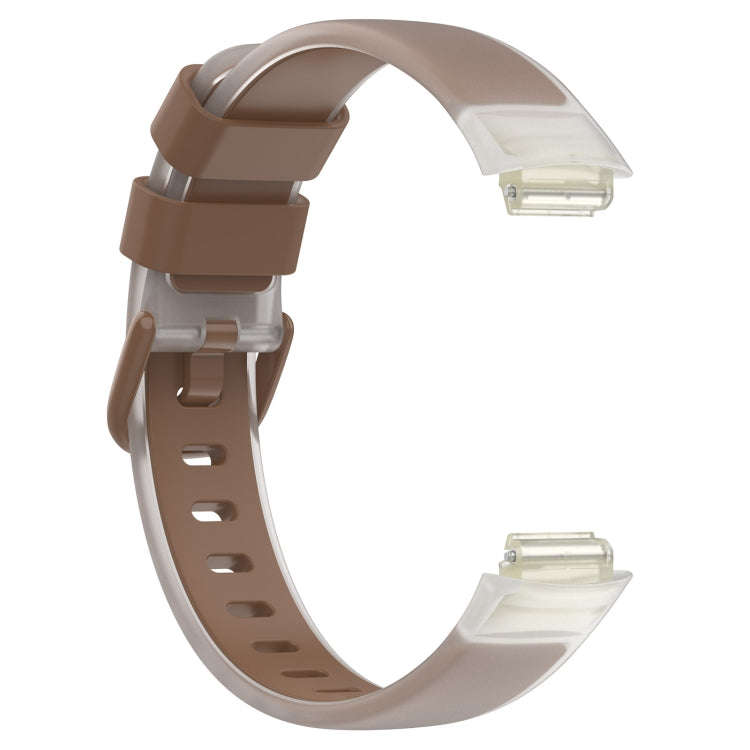 For Fitbit Inspire 3 Two Color Transparent Silicone Watch Band(Brown)