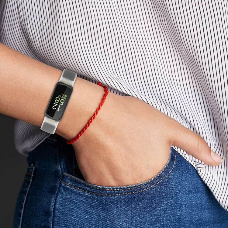 For Fitbit Inspire 3 Two Color Transparent Silicone Watch Band(Light Pink)