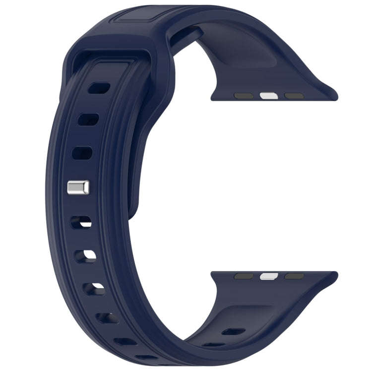 For Apple Watch Ultra 49mm Square Buckle Silicone Watch Band(Midnight Blue)