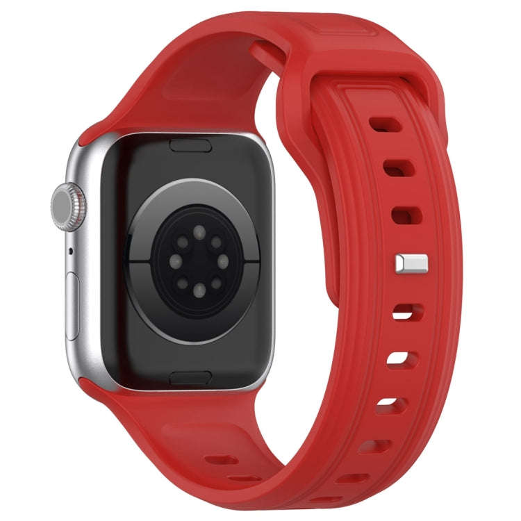 For Apple Watch SE 2022 44mm Square Buckle Silicone Watch Band(Red)