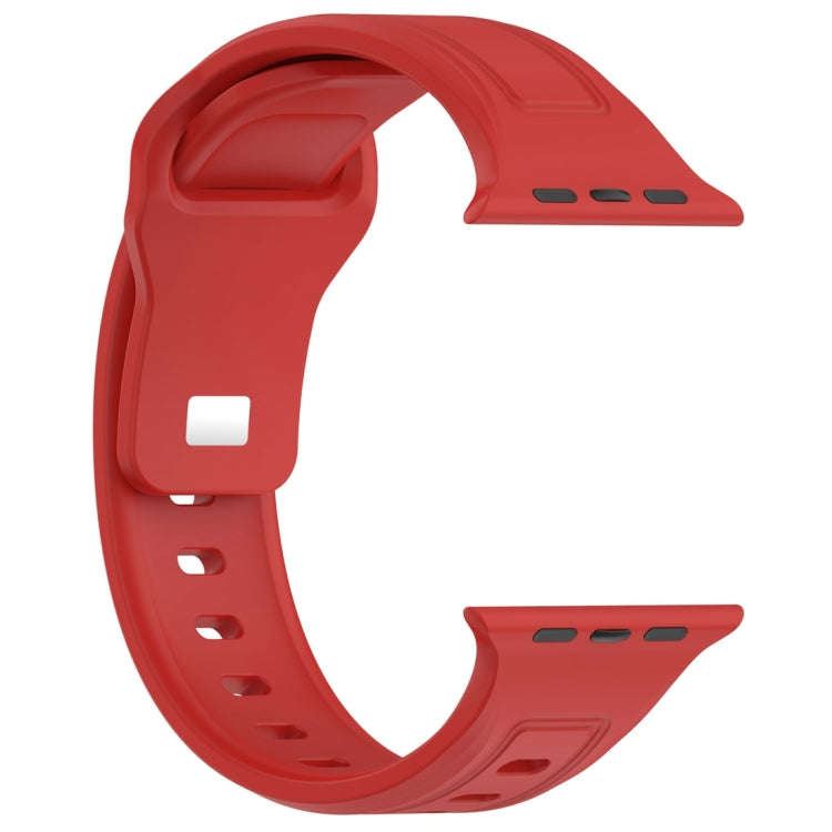 For Apple Watch SE 2022 44mm Square Buckle Silicone Watch Band(Red)