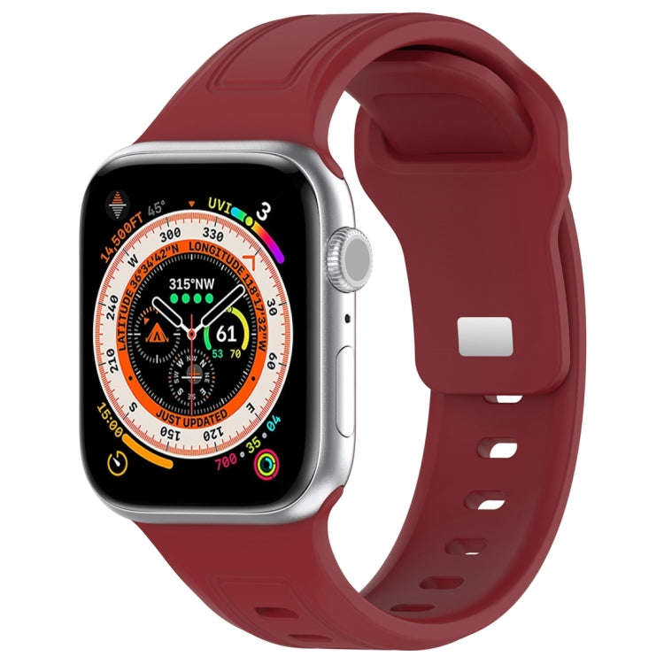 For Apple Watch SE 2022 44mm Square Buckle Silicone Watch Band(Wine Red)