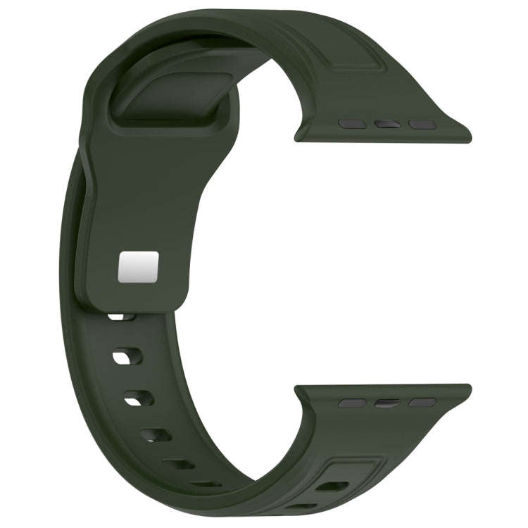 For Apple Watch SE 2022 44mm Square Buckle Silicone Watch Band(Green)