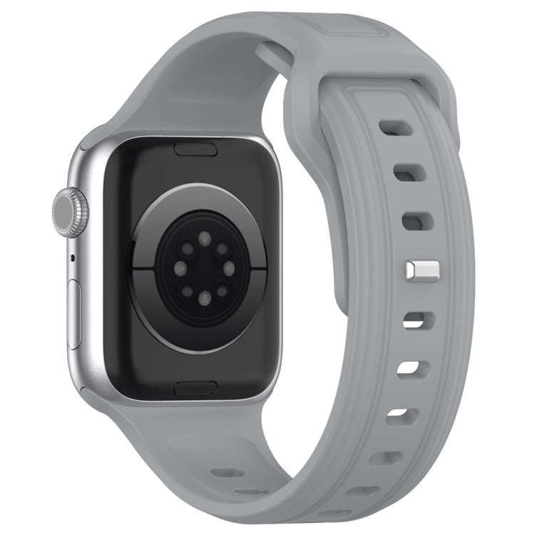 For Apple Watch 7 41mm Square Buckle Silicone Watch Band(Light Grey)
