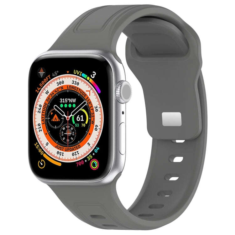 For Apple Watch 7 41mm Square Buckle Silicone Watch Band(Dark Grey)