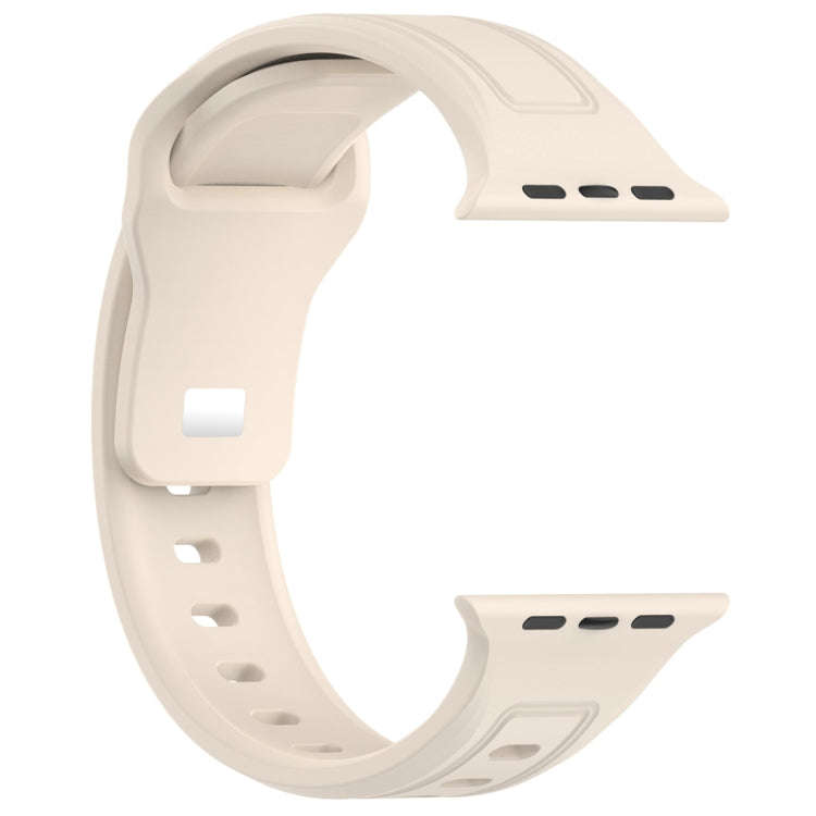For Apple Watch 5 40mm Square Buckle Silicone Watch Band(Starlight Color)