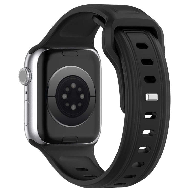 For Apple Watch 2 38mm Square Buckle Silicone Watch Band(Black)