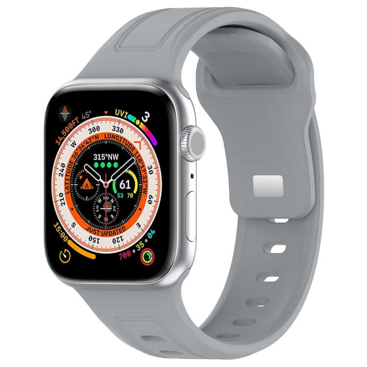 For Apple Watch 42mm Square Buckle Silicone Watch Band(Light Grey)