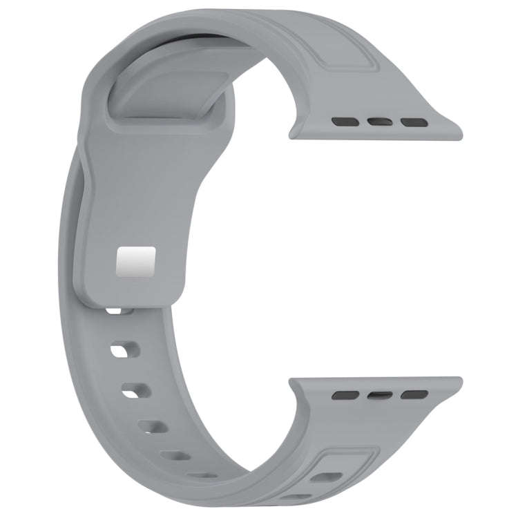 For Apple Watch 42mm Square Buckle Silicone Watch Band(Light Grey)
