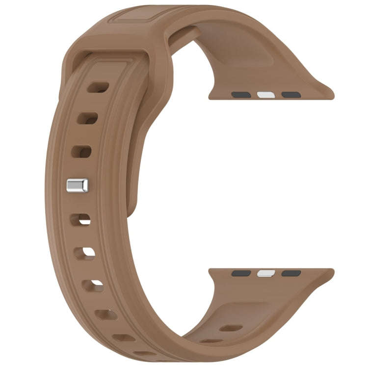 For Apple Watch 38mm Square Buckle Silicone Watch Band(Brown)