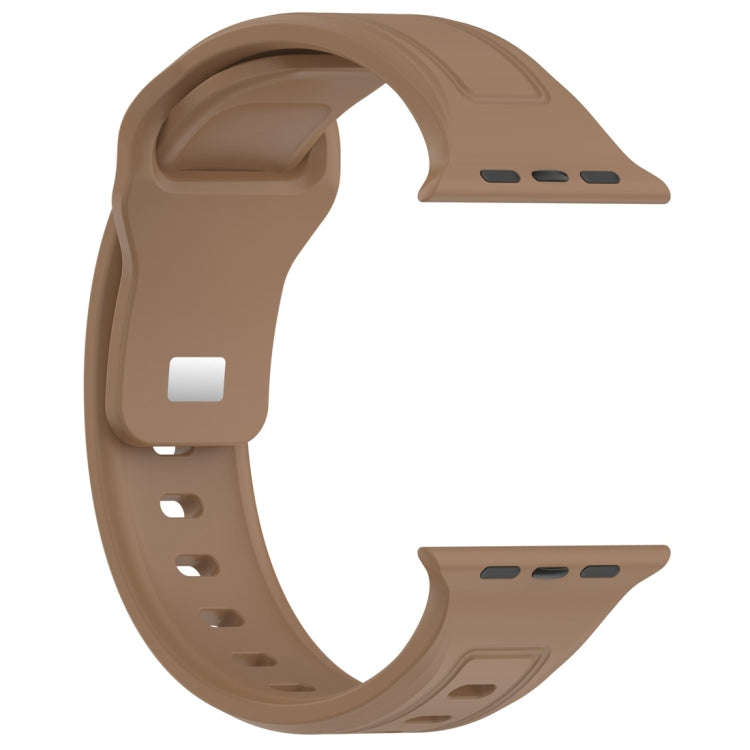 For Apple Watch 38mm Square Buckle Silicone Watch Band(Brown)