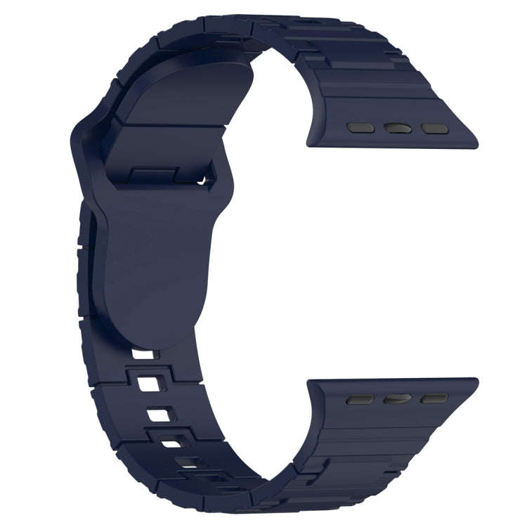 For Apple Watch Ultra 49mm Square Buckle Armor Style Silicone Watch Band(Midnight Blue)