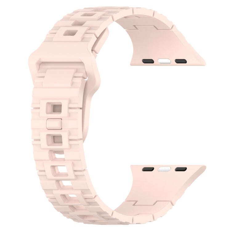 For Apple Watch 7 41mm Square Buckle Armor Style Silicone Watch Band(Light Pink)