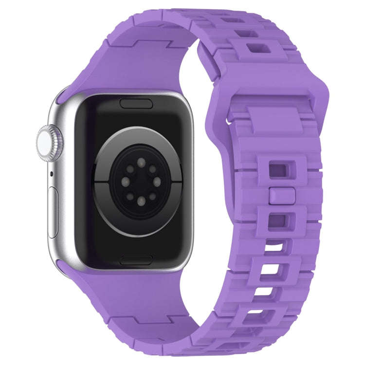 For Apple Watch 7 41mm Square Buckle Armor Style Silicone Watch Band(Purple)