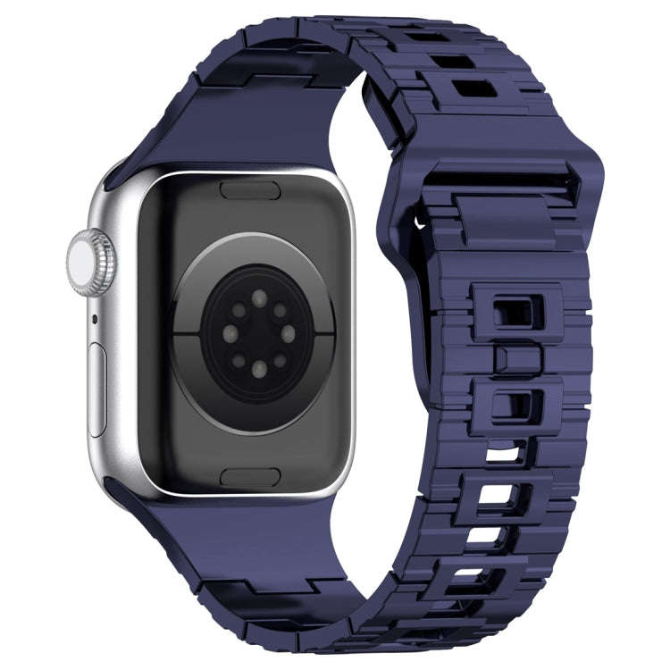 For Apple Watch 6 44mm Square Buckle Armor Style Silicone Watch Band(Plating Blue)