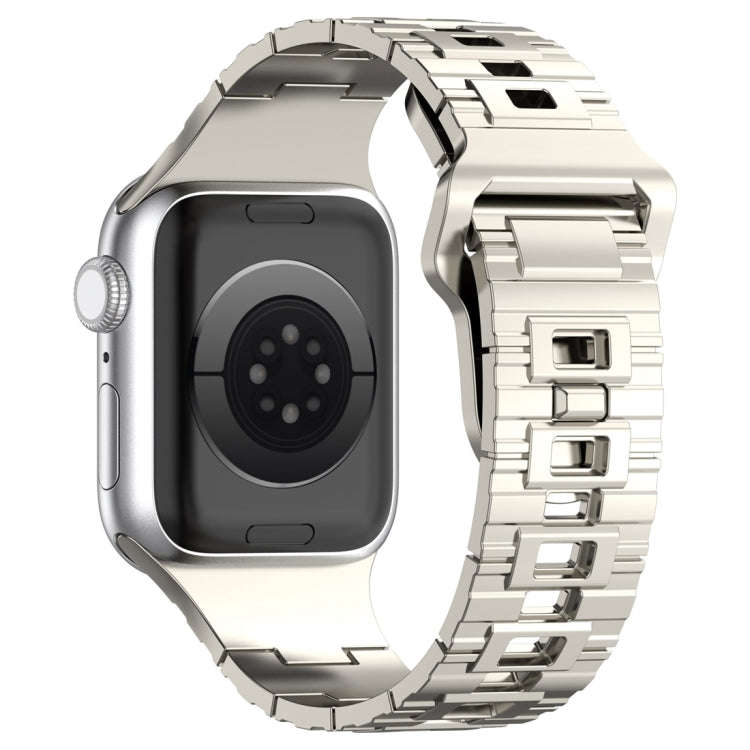 For Apple Watch 6 44mm Square Buckle Armor Style Silicone Watch Band(Plating Silver)