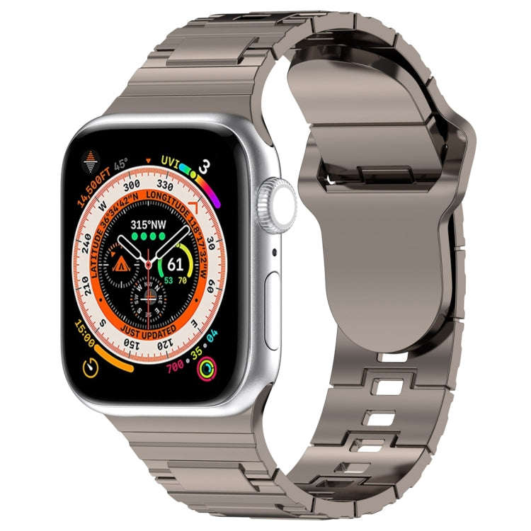 For Apple Watch 5 44mm Square Buckle Armor Style Silicone Watch Band(Plating Titanium Silver)