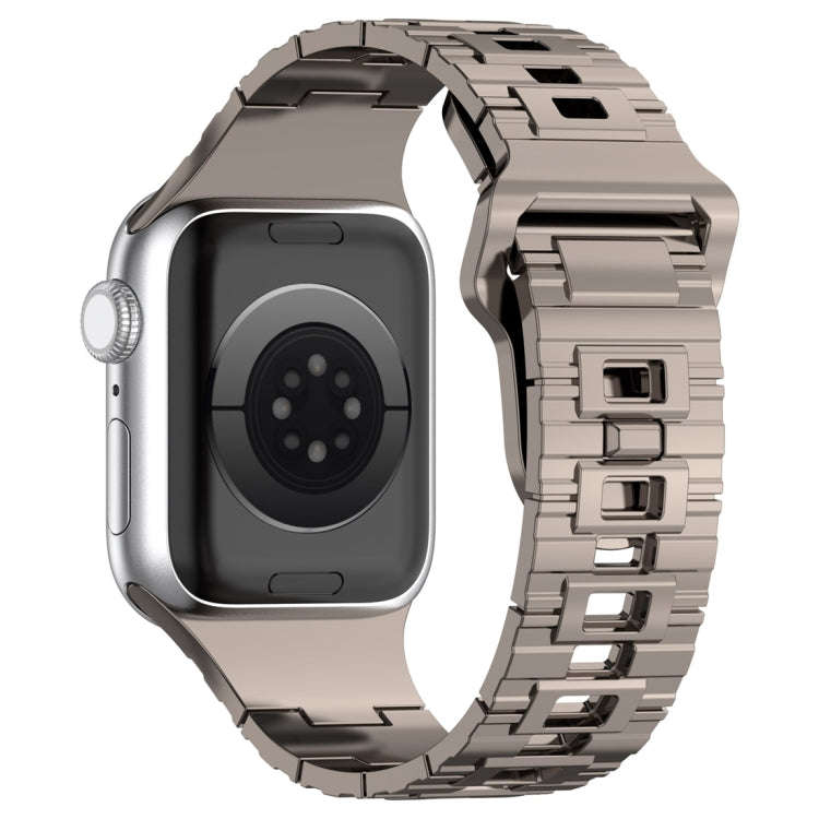 For Apple Watch 5 44mm Square Buckle Armor Style Silicone Watch Band(Plating Titanium Silver)