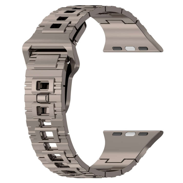 For Apple Watch 5 44mm Square Buckle Armor Style Silicone Watch Band(Plating Titanium Silver)