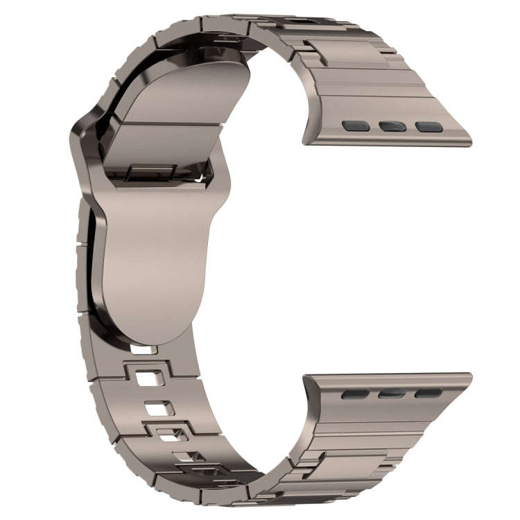 For Apple Watch 5 44mm Square Buckle Armor Style Silicone Watch Band(Plating Titanium Silver)