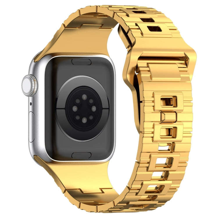 For Apple Watch 42mm Square Buckle Armor Style Silicone Watch Band(Plating Gold)