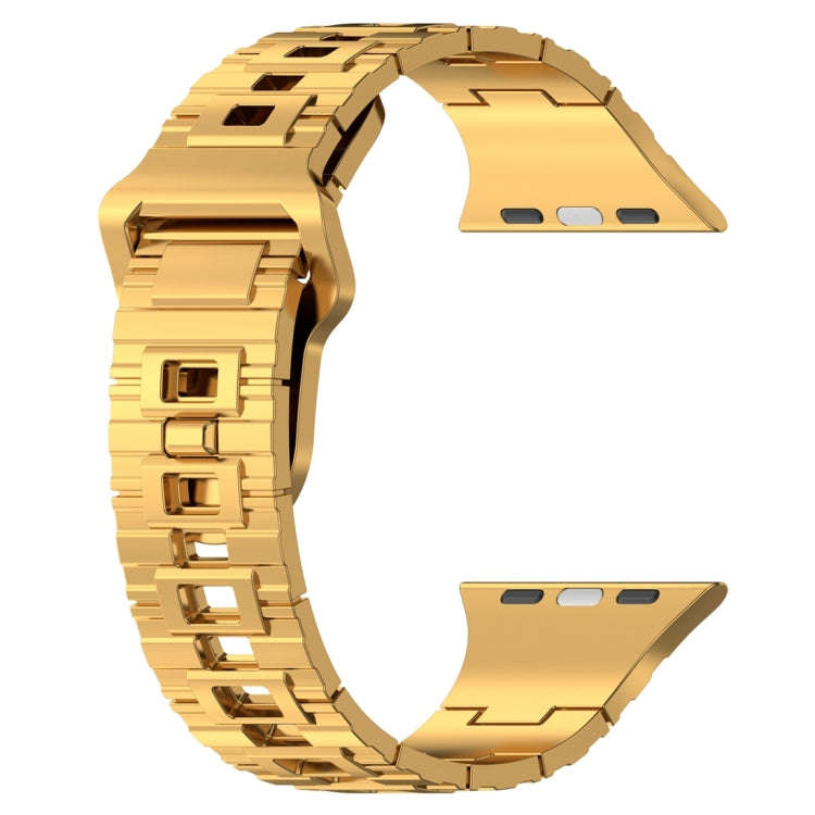 For Apple Watch 42mm Square Buckle Armor Style Silicone Watch Band(Plating Gold)
