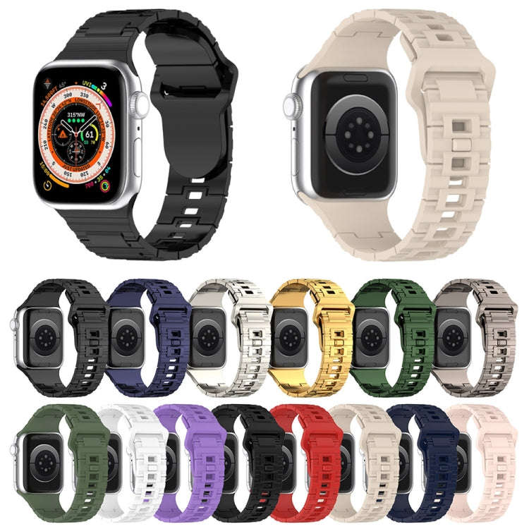 For Apple Watch Ultra 49mm Square Buckle Armor Style Silicone Watch Band(Midnight Blue)