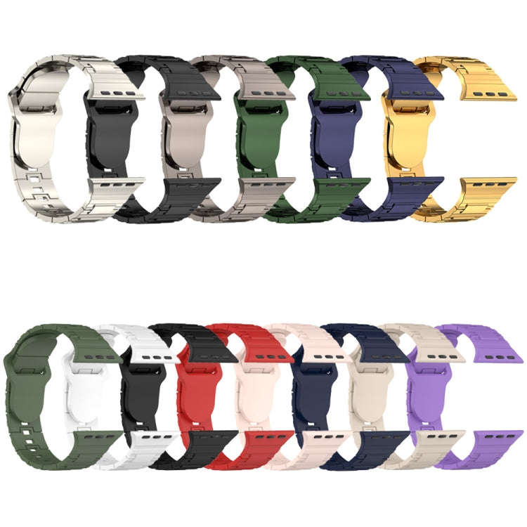 For Apple Watch Ultra 49mm Square Buckle Armor Style Silicone Watch Band(Midnight Blue)
