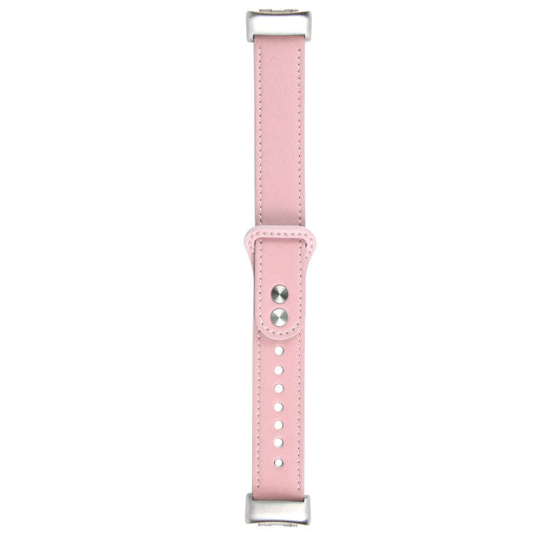 For Fitbit Charge 5 PU Leather Replacement Watch Band(Pink)