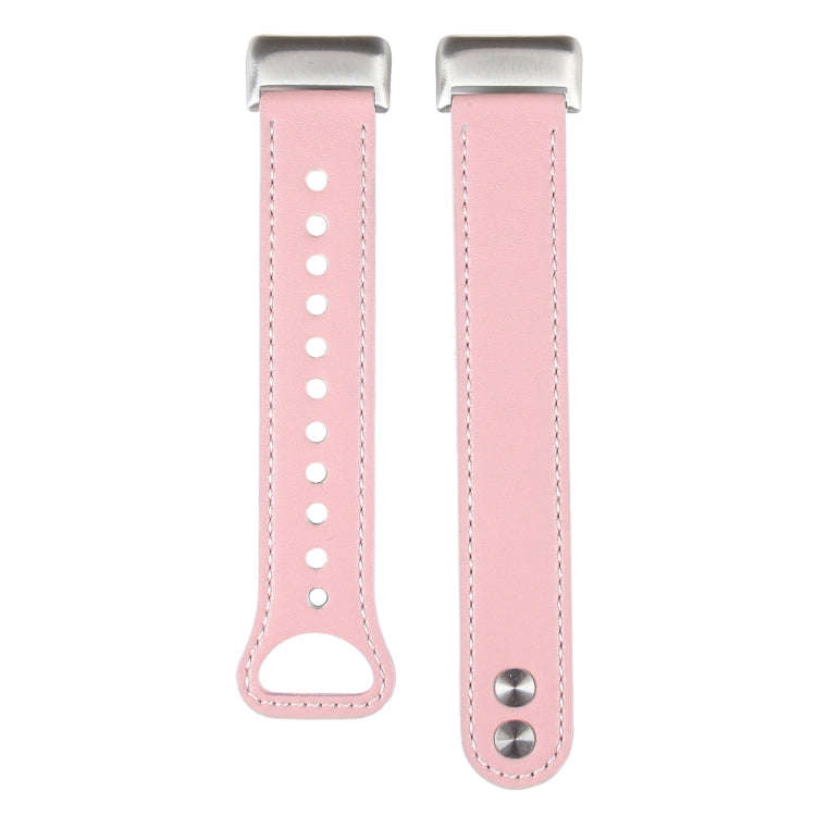 For Fitbit Charge 5 PU Leather Replacement Watch Band(Pink)